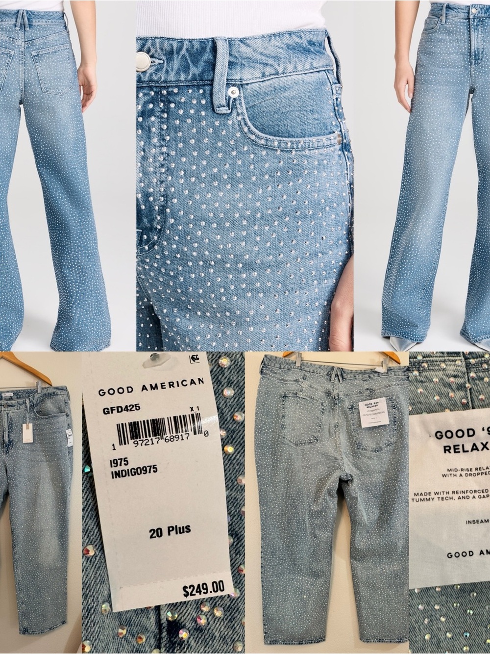 Good American Bedazzled good 90s relaxed jeans - Picture 4 of 9